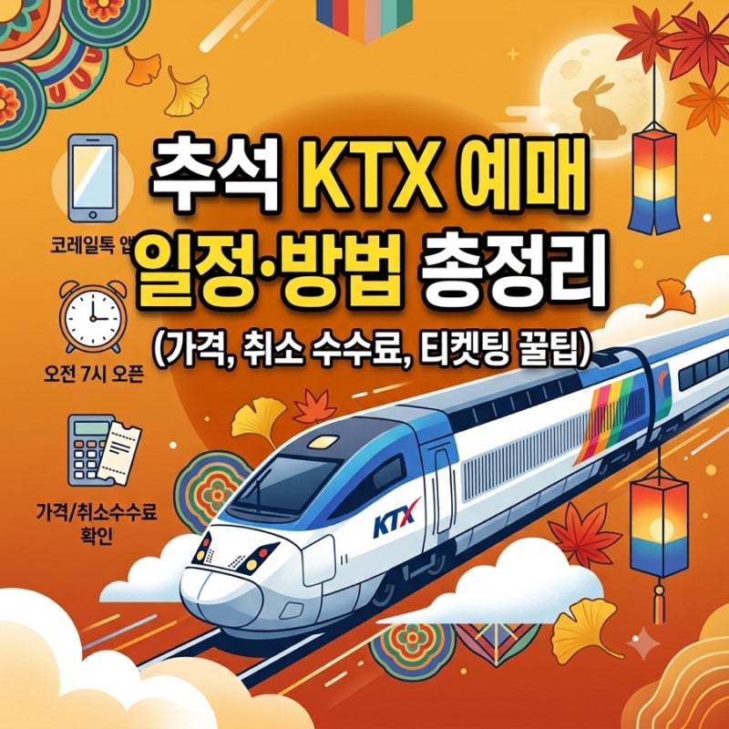추석 KTX 예매 일정 및 방법 총정리 (가격, 취소 수수료, 티켓팅 꿀팁)