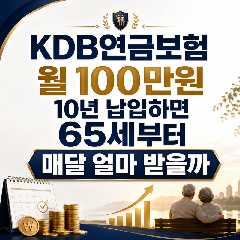 KDB연금보험 월 100만원 10년 납입하면 65세부터 매달 얼마 받을까 (가입설계서 기준 계산)