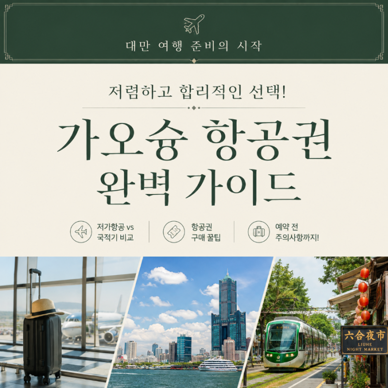 대만 가오슝 항공권 저렴하게 예약하는 법｜저가항공 국적기 비교·가격·주의사항