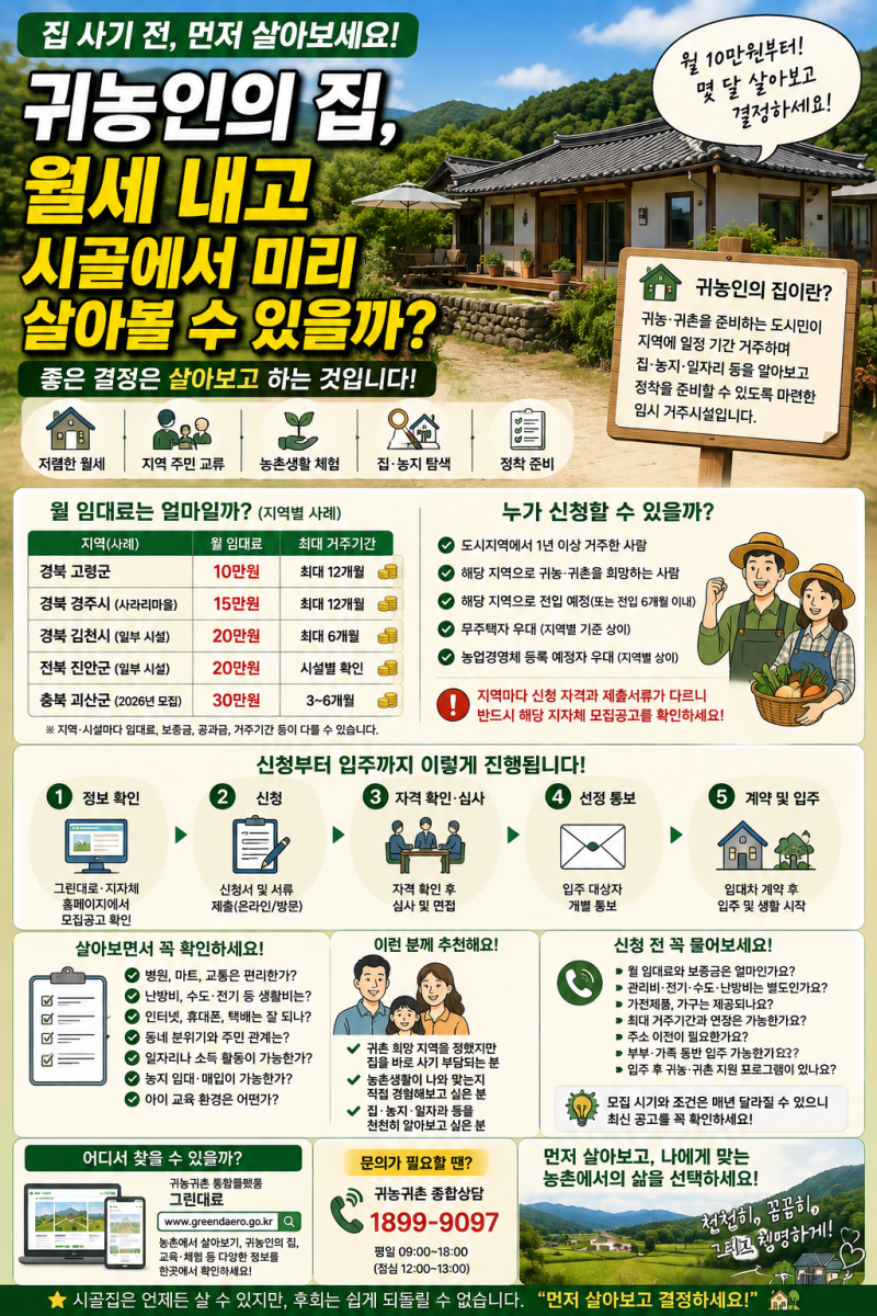 귀농인의 집, 월세 내고 시골에서 미리 살아볼 수 있을까?