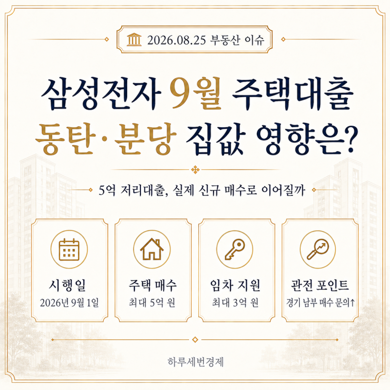 동탄 집값 11% 올랐는데…삼성전자 ‘5억 저리대출’까지 풀린다(8/25)
