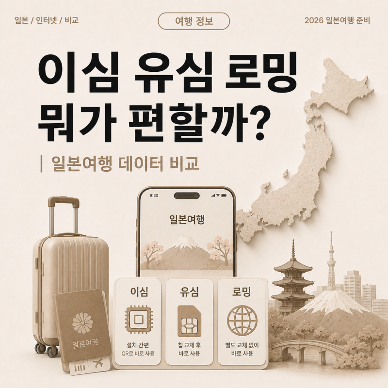 일본 eSIM vs 유심 vs 로밍 뭐가 편할까? 일본여행 데이터 비교