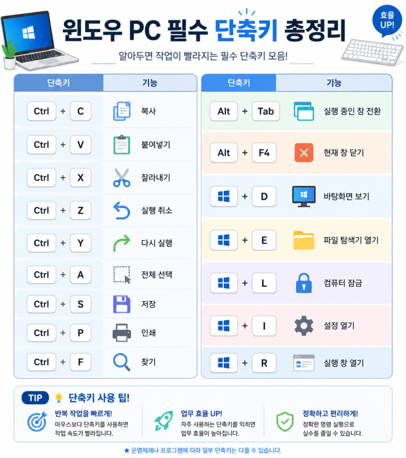 컴퓨터 단축키 한눈에 보기