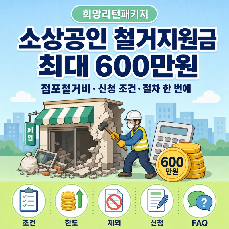 소상공인 철거지원금 신청 조건과 절차｜점포철거비 최대 600만원