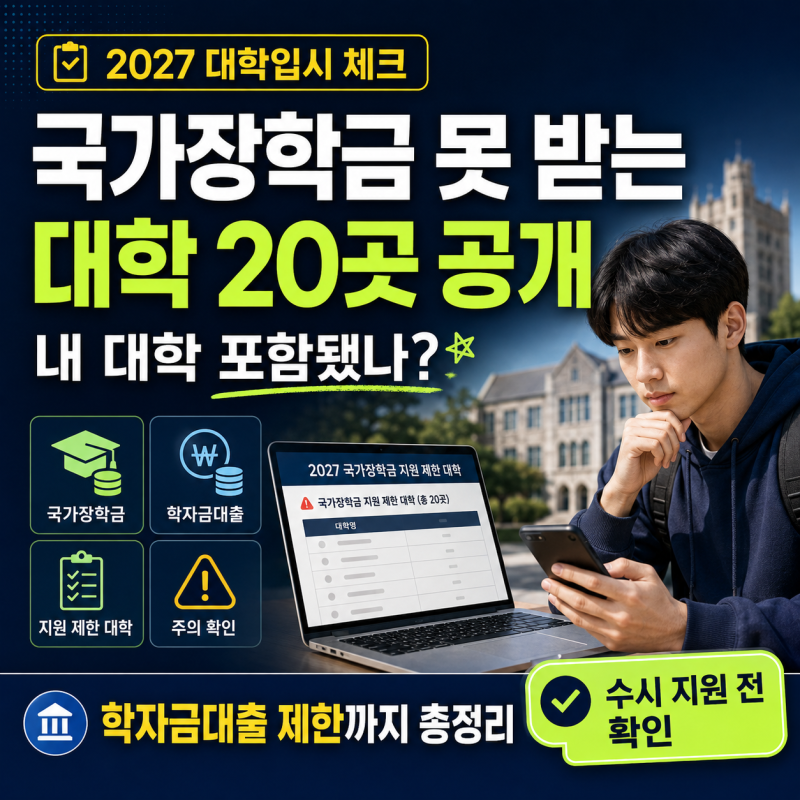 2027 국가장학금 못 받는 대학 20곳 공개｜내 대학 포함됐나? 학자금대출 제한까지 총정리