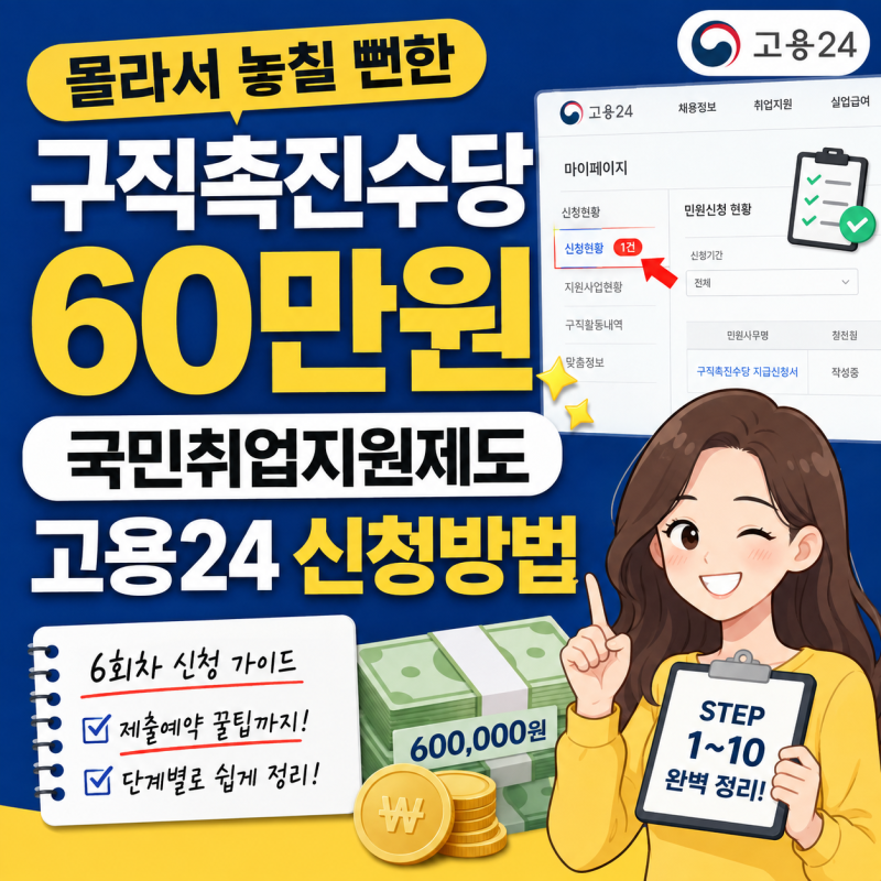 몰라서 놓칠 뻔한 60만원 국민취업지원제도 구직촉진수당 신청 방법 수령 후기