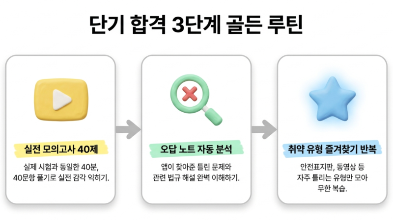앱 하나로 끝! 운전면허 필기시험 '모의고사 3회 풀고 당일 90점 합격하는' 앱 활용법