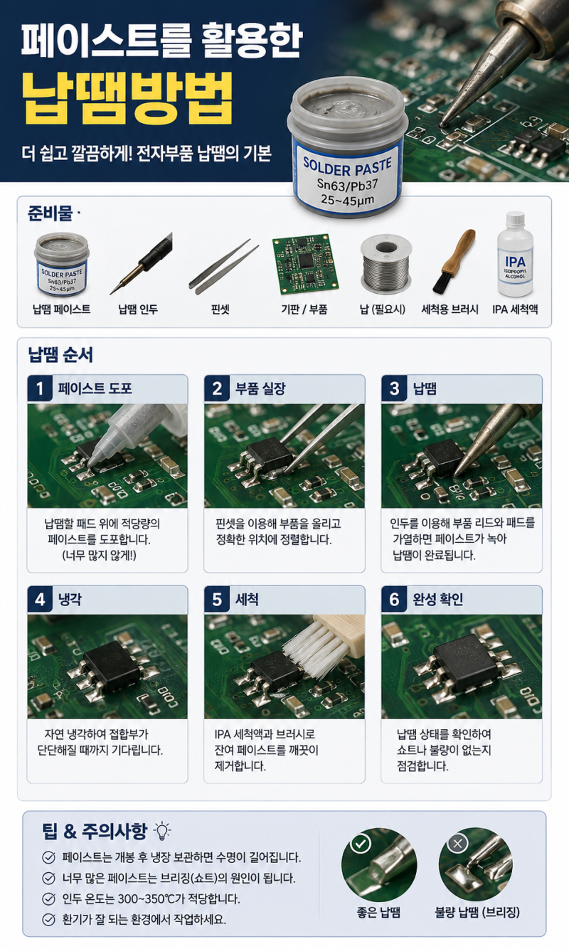 페이스트를 활용한 납땜방법 초보자도 쉽게 따라하기