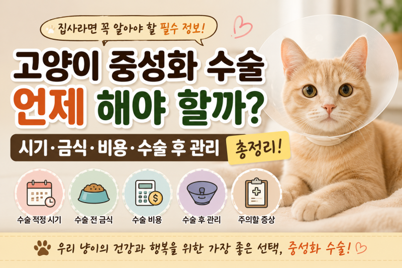 고양이 중성화 수술 언제 해야 할까? 시기·금식·비용·수술 후 관리 총정리