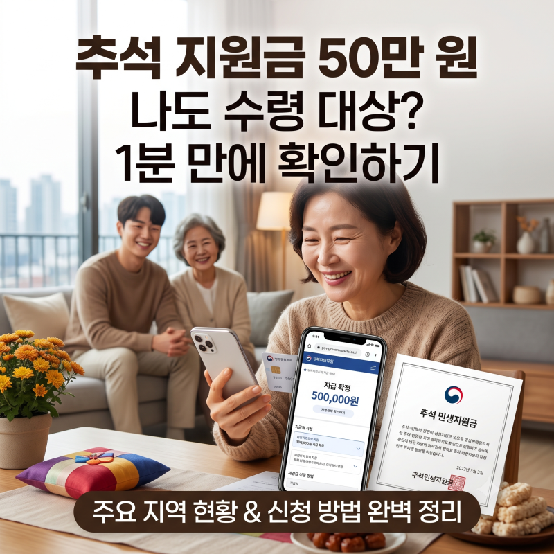 추석 지원금 50만 원 수령 대상 확인 완벽 가이드 Best 7 (+지역별 신청)