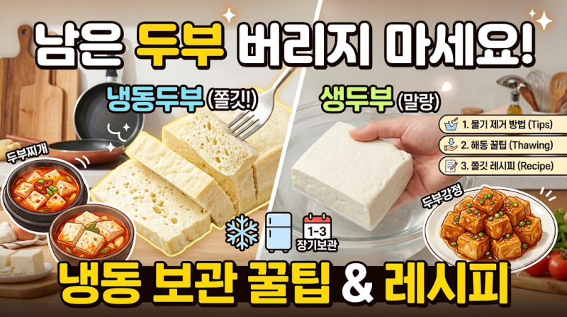 두부 냉동보관 효능 괜찮을까? 남은두부 장기보관법 & 얼린 두부 레시피