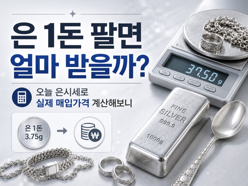 은 1돈 팔면 얼마 받을까? 오늘 은시세로 실제 매입가격 계산해보니