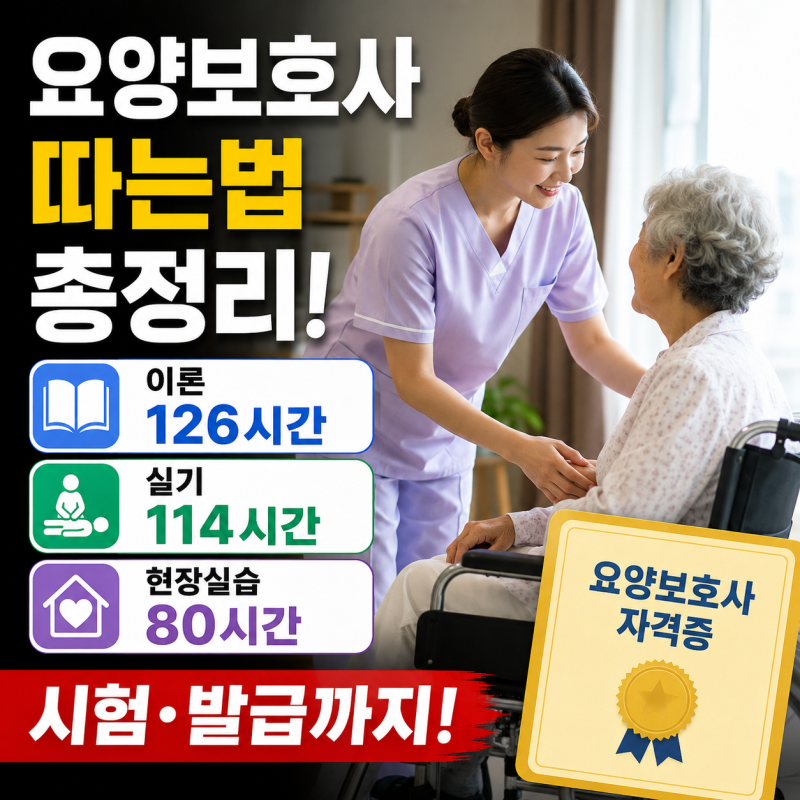 요양보호사 자격증, 따는법 총정리! 이론 126시간·실기 114시간·현장실습 80시간부터 시험·발....