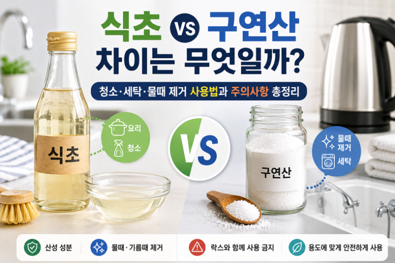 식초·구연산 차이는? 청소·세탁·물때 제거 사용법과 주의사항 총정리(구연산 식초 차이, 구....