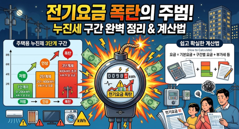 전기요금 폭탄의 주범! 가정용 주택용 누진세 구간 완벽 정리 및 계산법