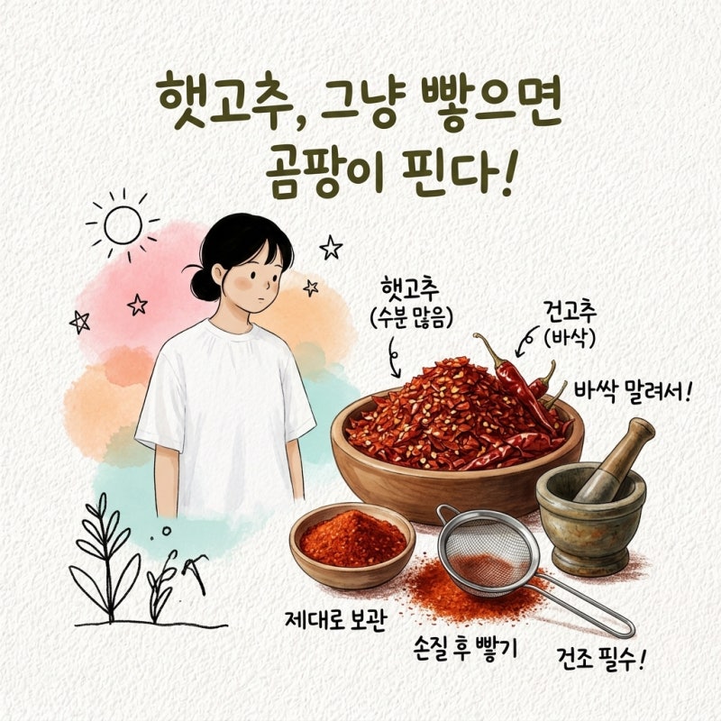 햇고추 그대로 빻으면 곰팡이 남 건고추 햇고추 차이 알고 보관법 손질법 고춧가루 빻기 고....