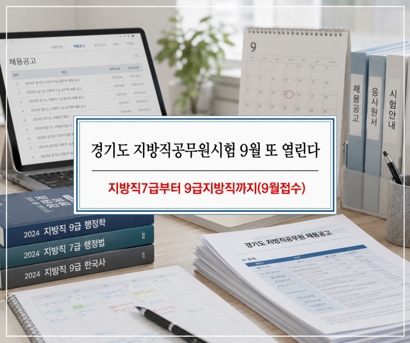 경기도 지방직공무원시험 9월 또 열린다, 지방직7급부터 9급지방직공무원까지