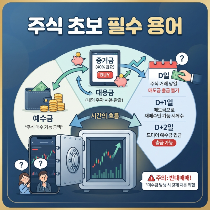 주식 예수금 D+1 D+2 증거금 대용금 미수금 뜻, 초보자용 총정리 (반대매매 조심하세요!)