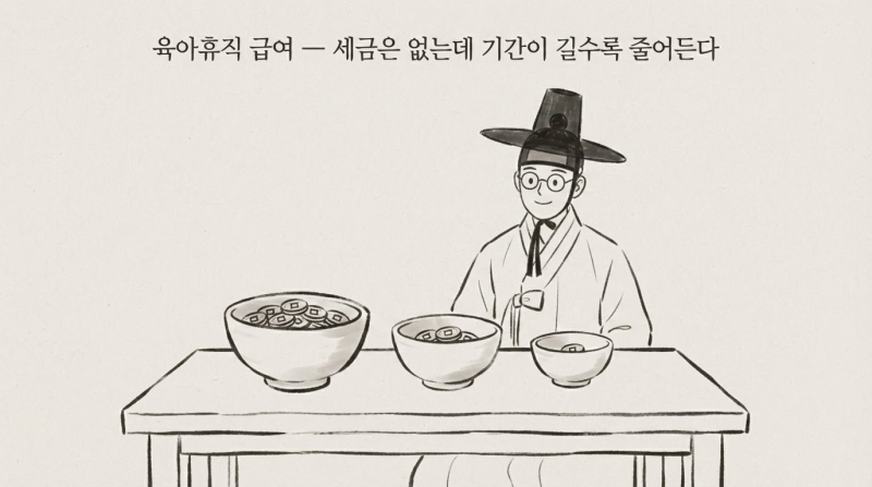 육아휴직 급여 — 세금은 없는데 기간이 길수록 줄어든다