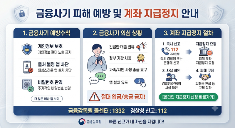 금융 사기 의심될 때 모든 계좌 일괄 지급정지 신청하는 방법