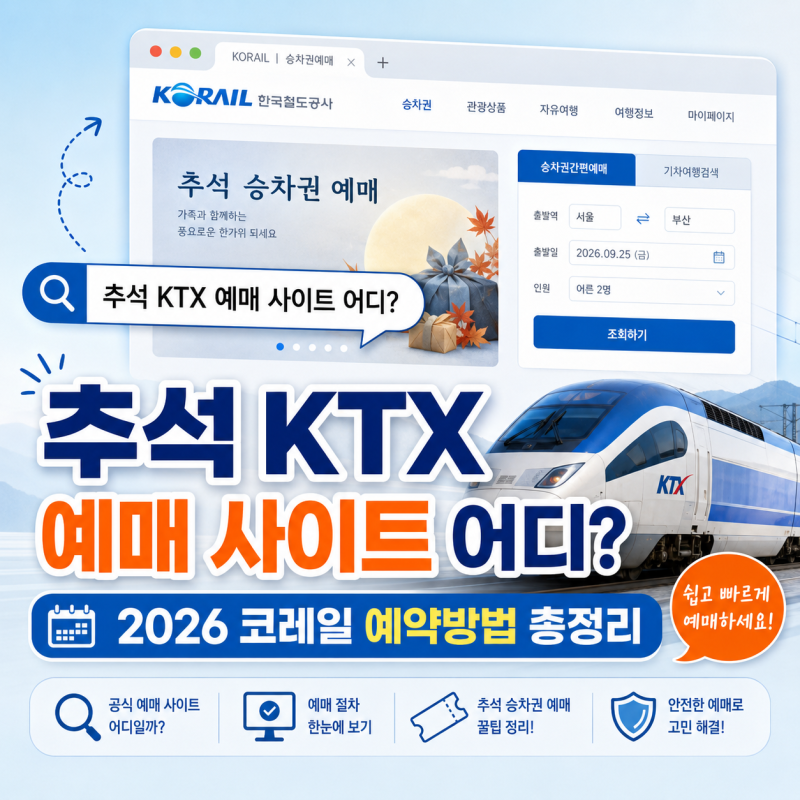 추석 KTX 예매 사이트 어디? 2026 코레일 예약방법 총정리