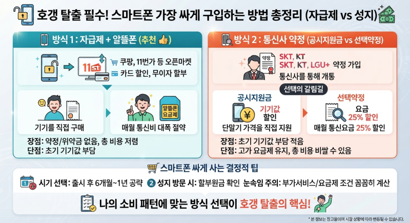 스마트폰 가장 싸게 구입하는 방법 총정리 (자급제 vs 성지)