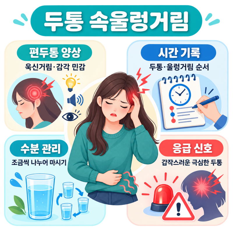 두통 속울렁거림이 같이 올 때 편두통 양상과 위험 신호