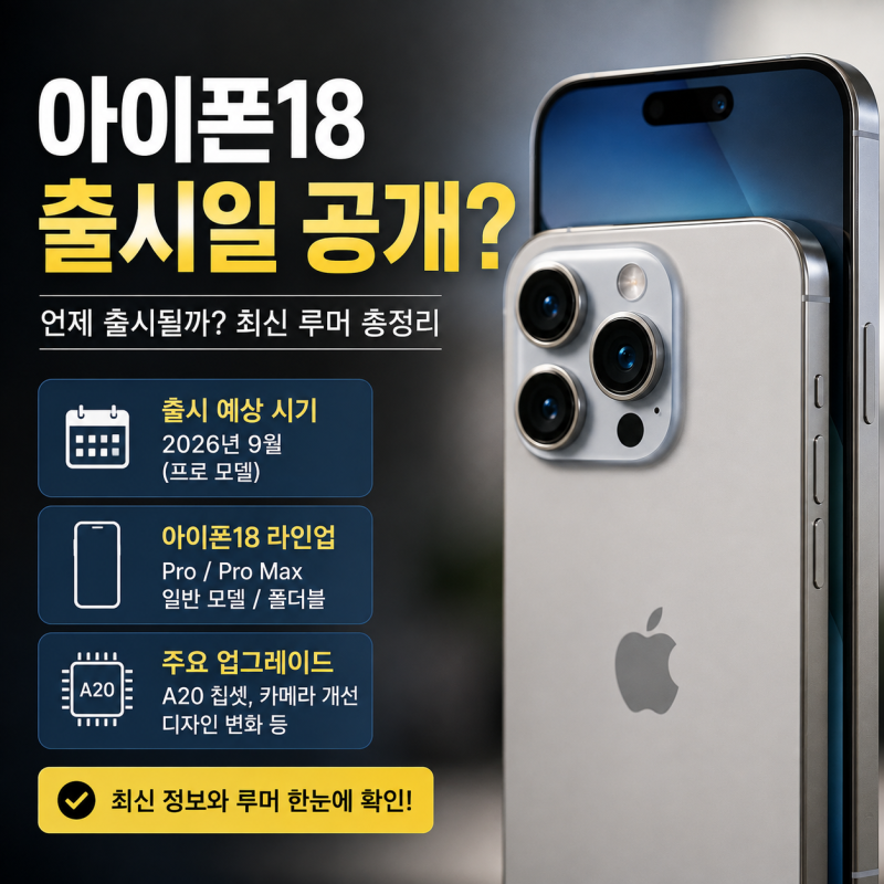 아이폰18 출시일 언제? 2026년 프로 먼저, 일반형은 2027년 가능성