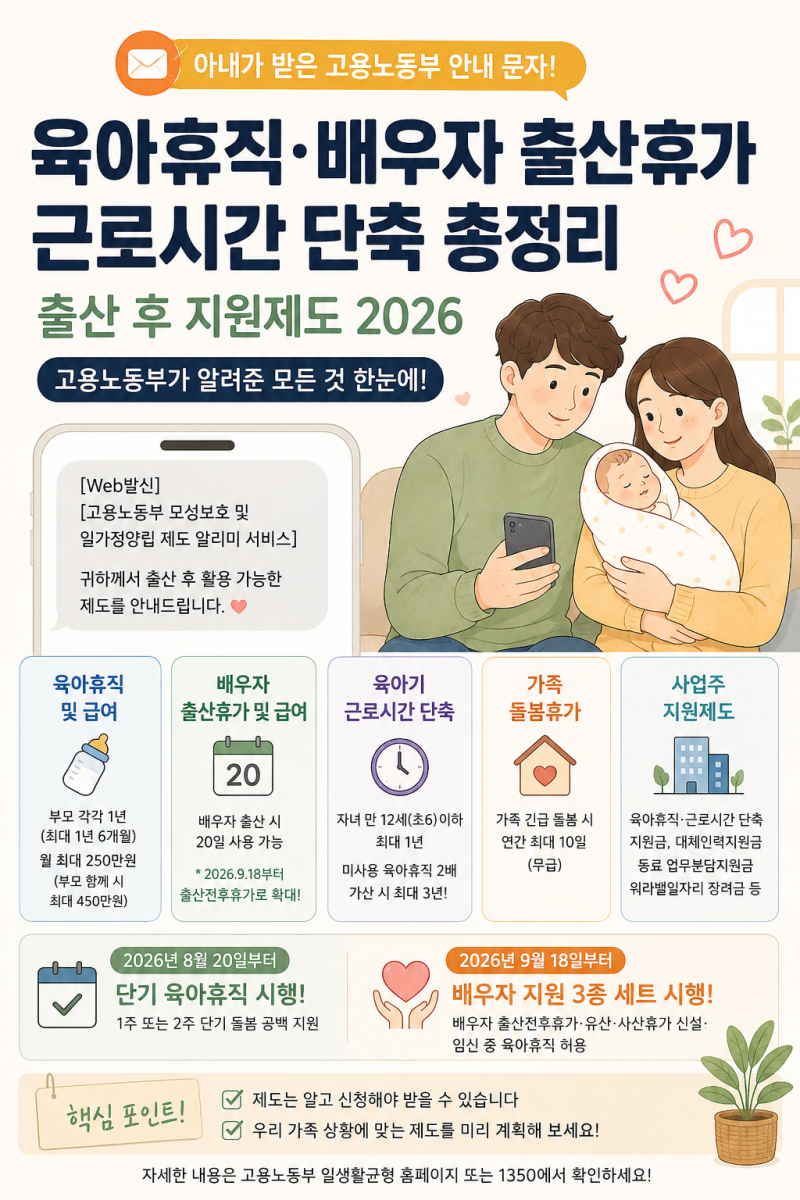 육아휴직·배우자 출산휴가·근로시간 단축 총정리｜고용노동부가 알려준 출산 후 지원제도 ....