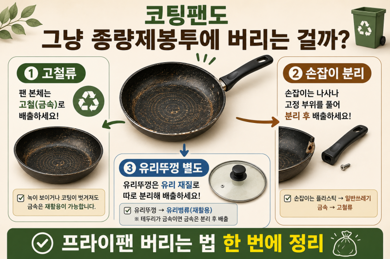 프라이팬 버리는 법｜후라이팬 버리는법｜코팅팬도 고철? 손잡이는 떼야 할까? 뚜껑은? 분리....