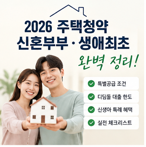 2026 신혼부부·생애최초 주택청약 완벽 정리! 디딤돌 대출 금리 한도부터 신생아 특례까지
