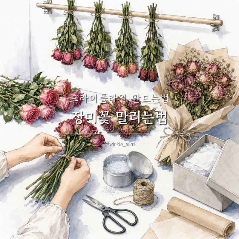 장미꽃 말리는법 꽃말리기 장미 드라이플라워 만드는법 보관 어떻게?