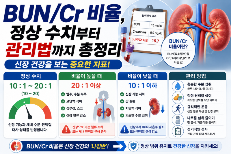 BUN/Cr 비율, 정상 수치부터 관리법까지 총정리