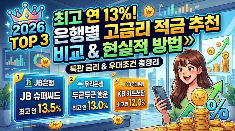 2026 은행별 고금리 적금 상품 비교 및 최고 이자 받는 현실적인 방법