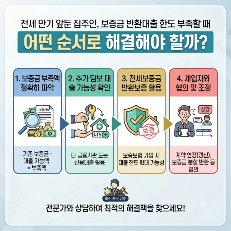 전세 만기 앞둔 집주인, 보증금 반환대출 한도 부족할 때 어떤 순서로 해결해야 할까?