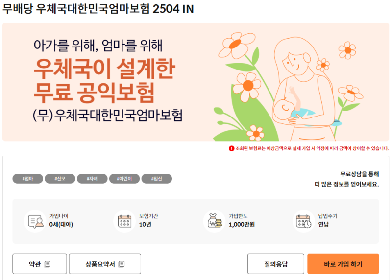 임신 초기 할일 임산부 우체국 무료 태아보험 엄마보험 2504 IN 홈페이지 간단 가입방법 태아....