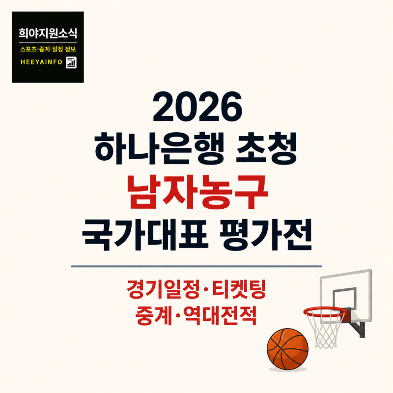 2026 남자농구 국가대표 평가전 하나은행 경기일정·티켓팅·중계·역대전적