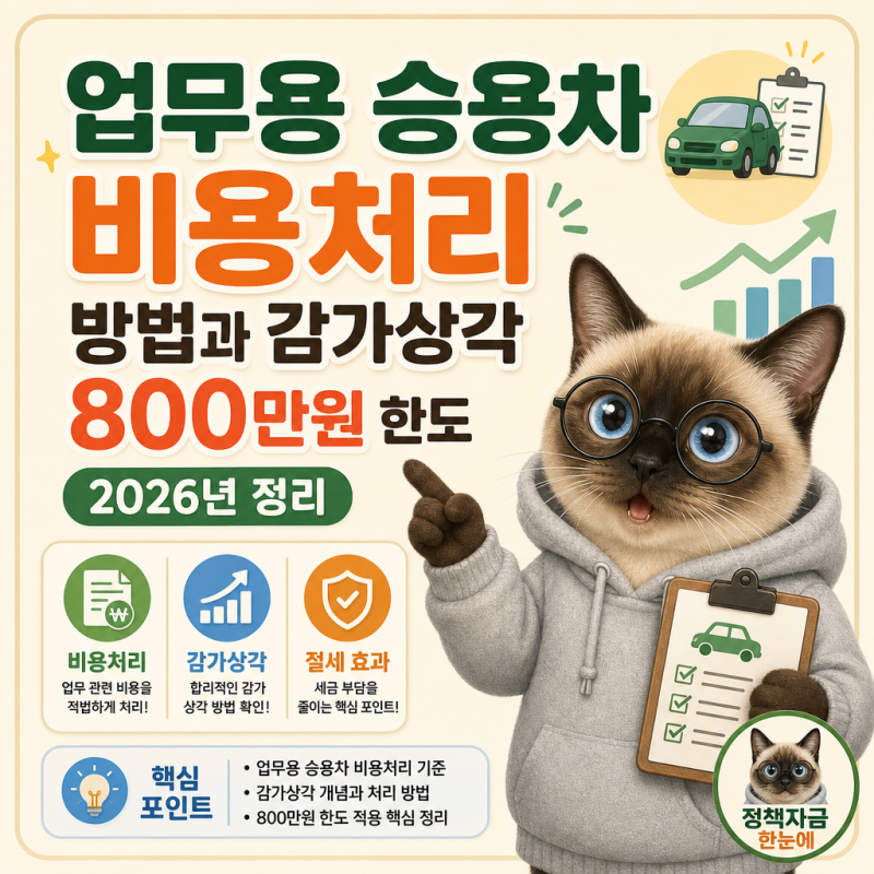 업무용 승용차 비용처리 방법과 감가상각 800만원 한도 2026년 정리