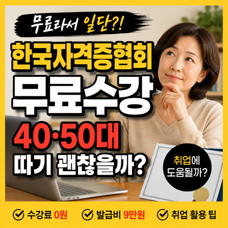 한국자격증협회 무료수강, 40·50대 따기 괜찮을까?