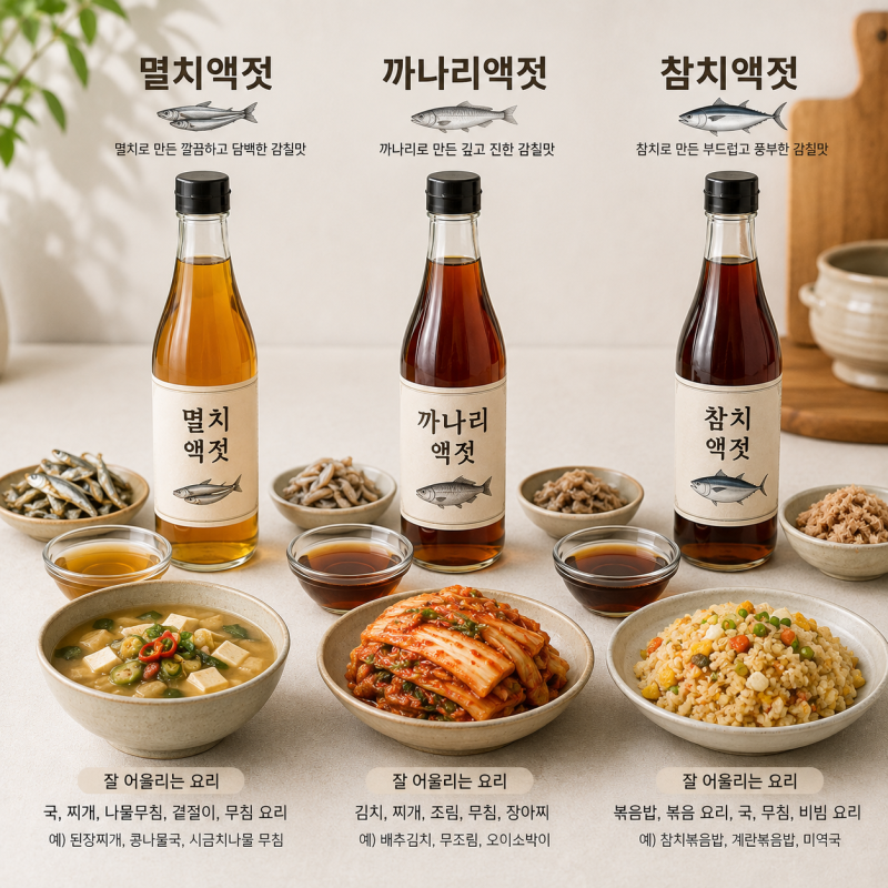 액젓 종류 총정리! 멸치액젓·까나리액젓·참치액젓 차이와 요리별 사용법