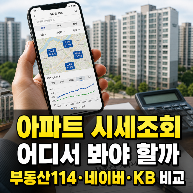 부동산114 네이버 KB부동산 아파트 시세조회 핵심 비교