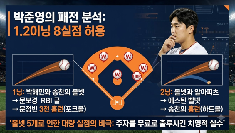 박준영 1.2이닝 8실점 패전, 1라운더 왜 무너졌나