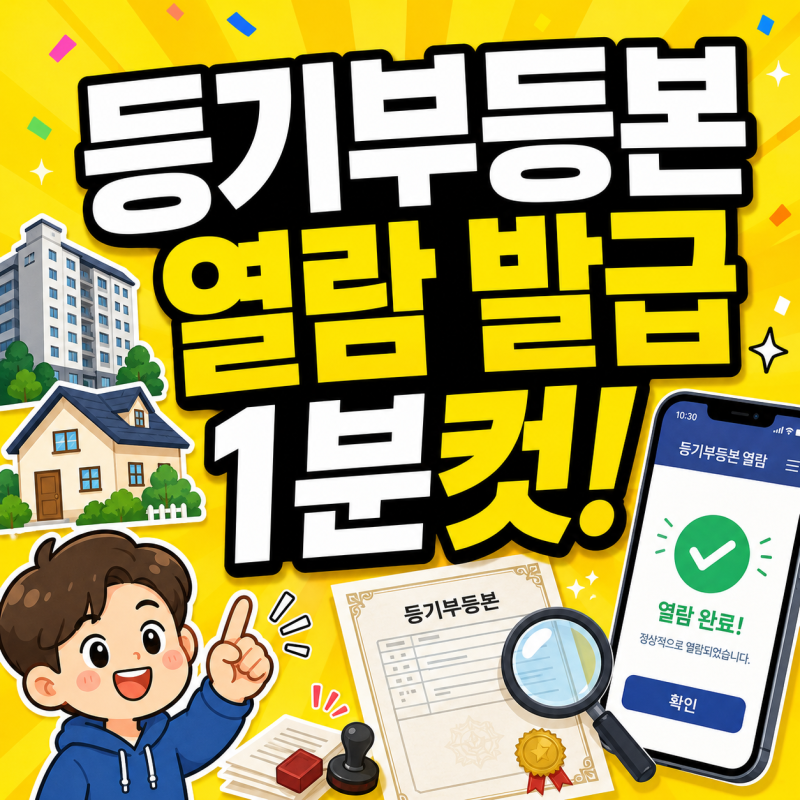 등기부등본 열람 인터넷 발급 1분컷 부동산 아파트 발급 방법