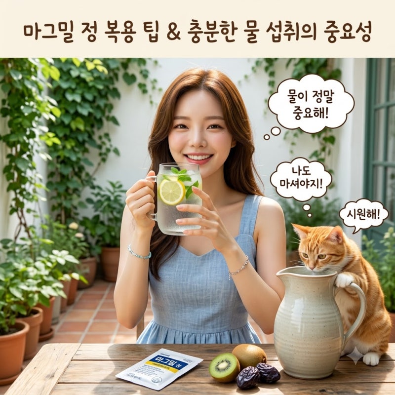마그밀정 변비 완화 복용 팁과 충분한 물 섭취 중요성
