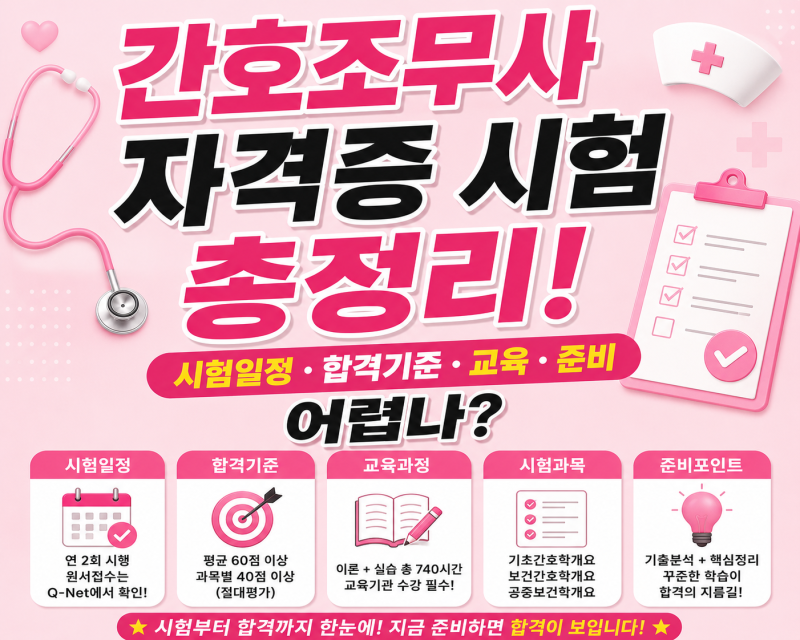 간호조무사 자격증 시험 총정리! 시험일정·합격기준·교육·준비, 어렵나