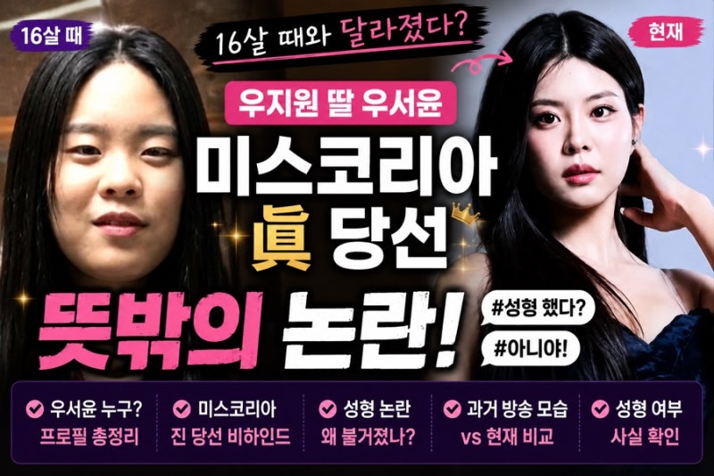 우지원 딸 우서윤 미스코리아 진 당선｜성형 논란은 사실일까? 과거 방송부터 현재까지