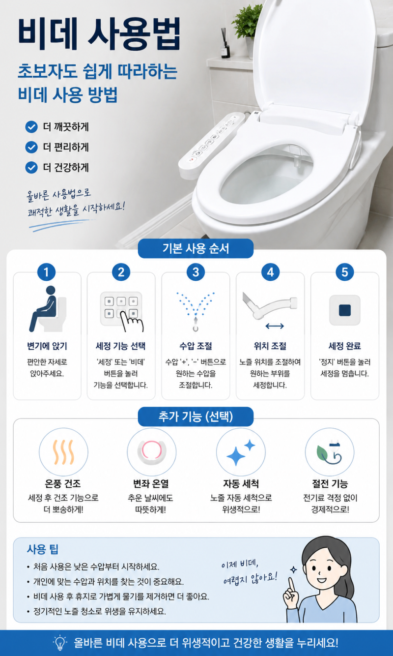 비데 처음 사용할 때 꼭 알아야 할 사용 방법과 주의사항