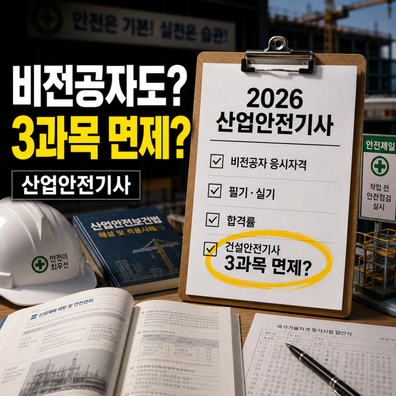 산업안전기사, 2026 비전공자 응시자격부터 필기·실기·합격률, 건설안전기사 3과목 면제까지....