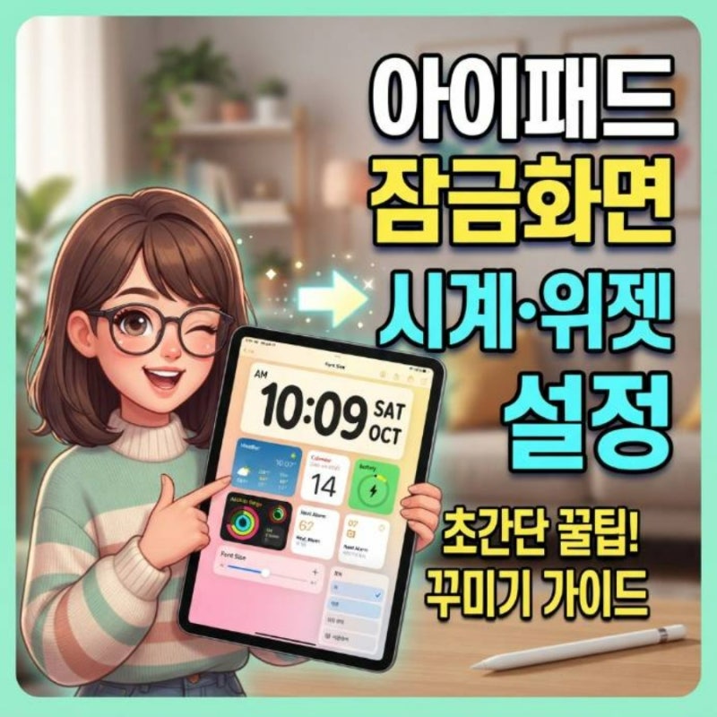 아이패드 잠금화면 시계 폰트 크기 조절 및 위젯 추가 방법