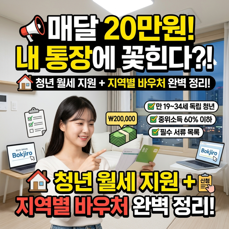 월세 최대 20만원 청년 월세 지원 신청 자격 및 지역별 주거 바우처 서류